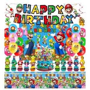 Mario Birthday Party Supplies, Super Mario Party Decorations Set With Banner
